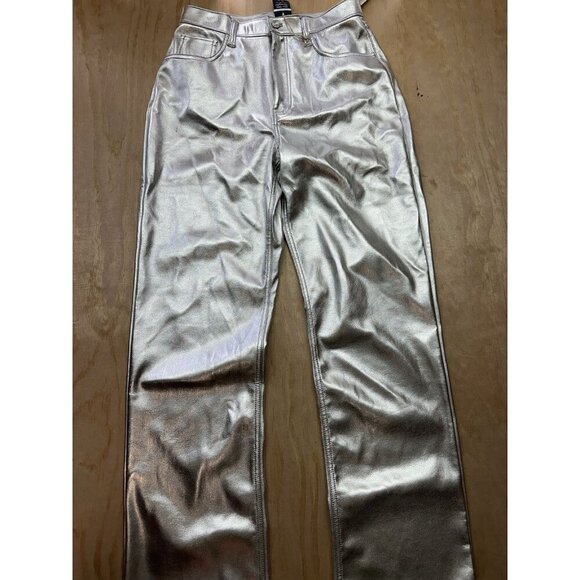 NWT Abercrombie & Fitch High Rise 90s Relaxed Jeans Metallic Silver 30/10 Curve - Picture 1 of 7